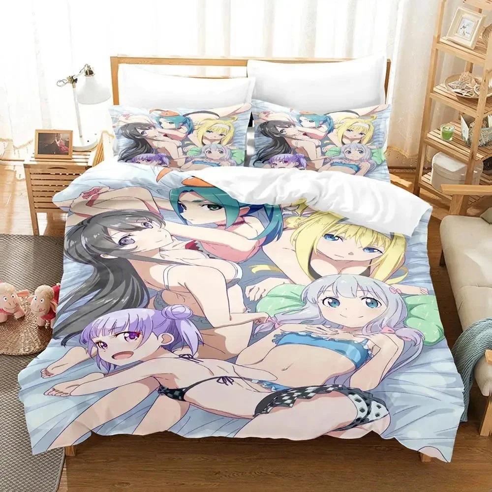 Home Living Luxury  Sagiri Izumi Bedding Set Cartoon Anime Three-piece Set Adult Kid Bedroom Duvet Cover Sets 3D Kawaii Girls