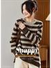 2025 Autumn/Winter Women's Loose Striped Wool Sweater - Round Neck, Straight Shoulder Comfy Knitwear