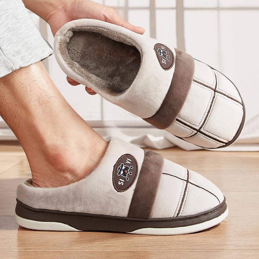 Flanelové pantofle pánské Kostkované TPR podrážka teplé paměťová pěna měkké domácí pantofle zima pohodlné protiskluzové vysoká kvalita domů s podporou klenby