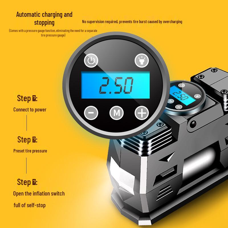 220V Dual-Cylinder High-Pressure Tire Inflator for Car and Home Use