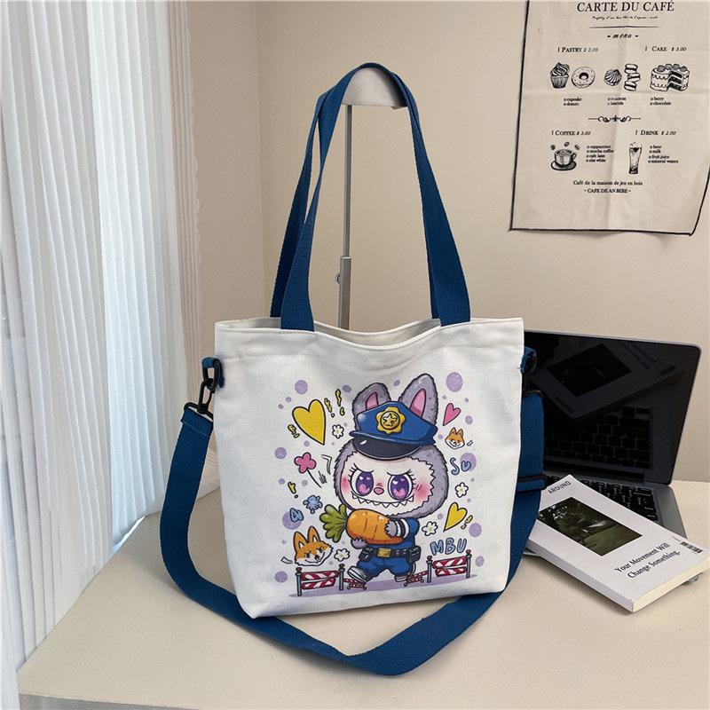 Large Capacity Cartoon Canvas Shoulder Tote for Women
