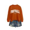 Womens Casual Round Neck Long Sleeve Cotton Sweatshirt With Football Mom Print - Loose Fit Plus Size S-XXL