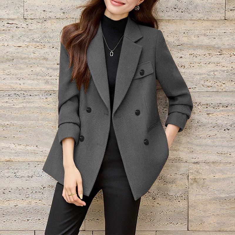 

ZANZEA Женский повседневный кардиган-блейзер с плоским воротником и длинными рукавами 5XL темно-серого