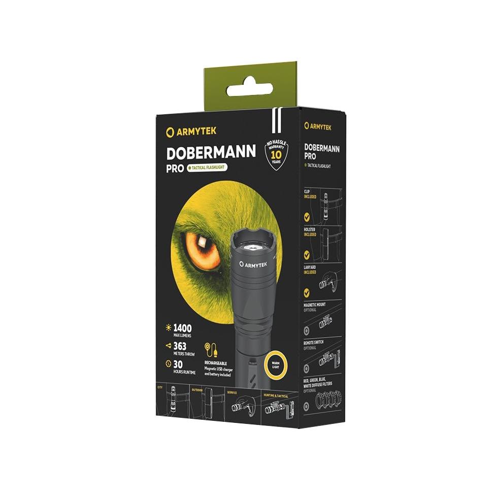 

Лампа Armytek Led Dobermann Pro Magnet Usb 1400 Лм Теплый свет Аккумулятор