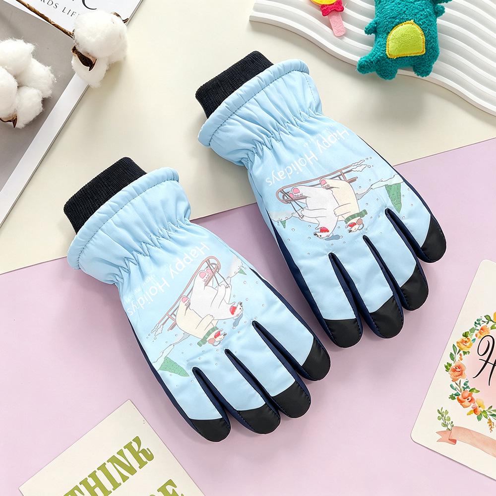 Kids' Winter Ski Gloves: Waterproof, Windproof, Thick Fleece-Lined for Boys & Girls Snow Play, Cycling, and Outdoor Activities