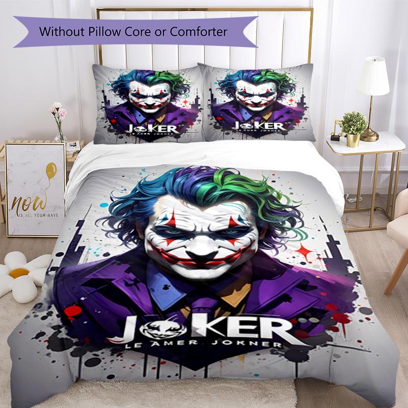 3pcs Joker Character Pattern Bedding Set Duvet Cover Set Includes Duvet Cover &pillowcases, Perfect All Season Bedroom Decoration & Gift