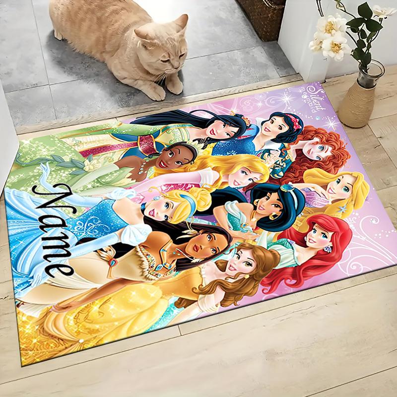Custom Name Princesses Pastel Colors Carpet Rug Customizable Soft Washable Anti-Slip Home Living Room Sofa Mats Personalized Rug. 0909294