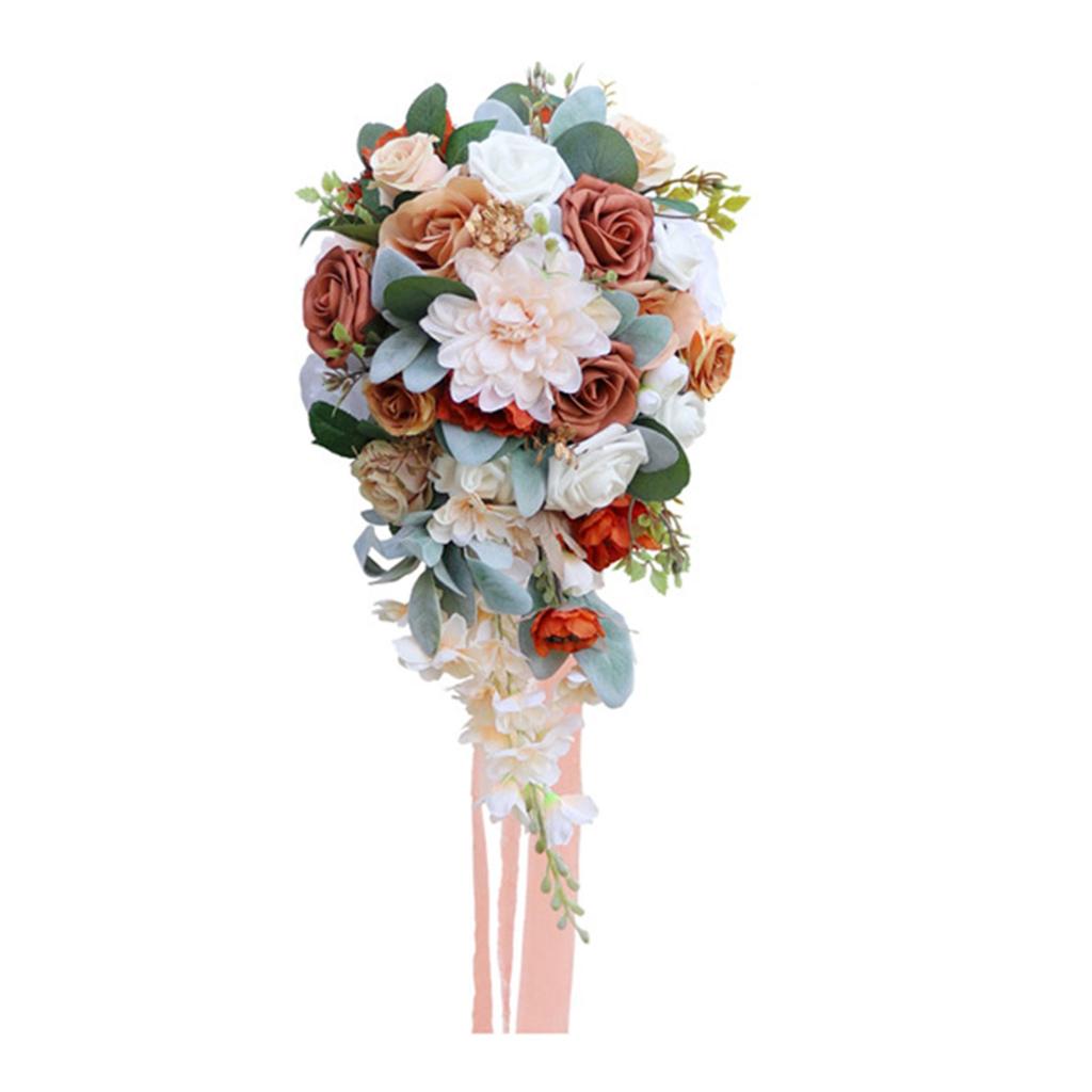 Romantic Champagne Rose Bouquets for Bride Bridal Holding Flowers