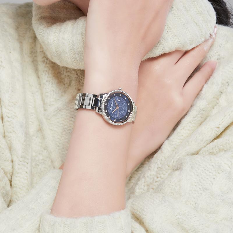Seiko ALBA Кварцевые часы на стальном ремешке Женские часы Синий циферблат AH7W29X1