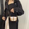 Square Print Retro Single Shoulder Crossbody Bag Leather Handbag Gift Fashion
