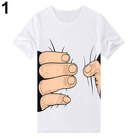 

Креативная 3D футболка с коротким рукавом и принтом большой руки, футболка, летний модный топ XXL белый