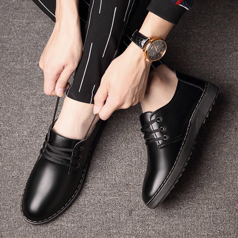 Brogue Formal Shoes Men Leather Dress Shoes Genuine Retro Pointed Toe Oxford Male Footwear Lace-up