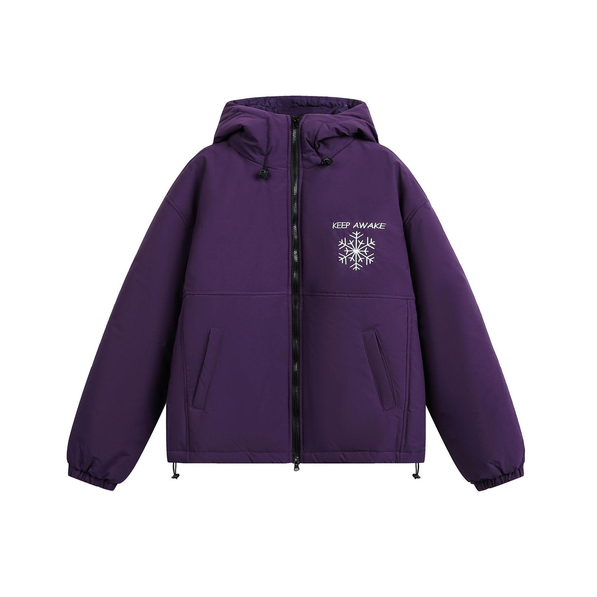 

2025 Unisex Retro Purple Snowflake Embroidered Cotton Hooded Jacket - Versatile, Warm Winter Outerwear L фіолетовий