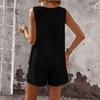 Fashion Women's Spring And Summer  Color Sleeveless Vest Casual Shorts Set