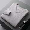 Men's Wool V-neck Sweater - Casual Loose Fit, Long Sleeve, Autumn/Winter Knitted Outerwear.
