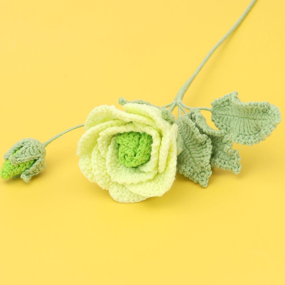 

Romantic Roses Crochet Bouquet Handwoven Flowers Wedding Home Decor Fake Roses Flower Buds Gift