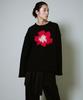Kaempeoudeu Inside Out Flower Motif Nap Sweater_Black
