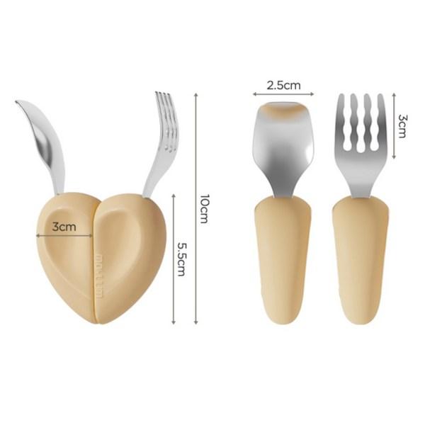 Moyoum self-directed baby food heart spoon fork set, terracotta, 1 set