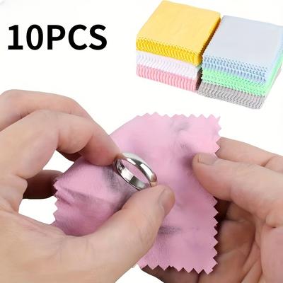 10 SZT Srebrna ściereczka do czyszczenia biżuterii Podwójna strona Polerująca ściereczka do biżuterii Czyszczenie biżuterii