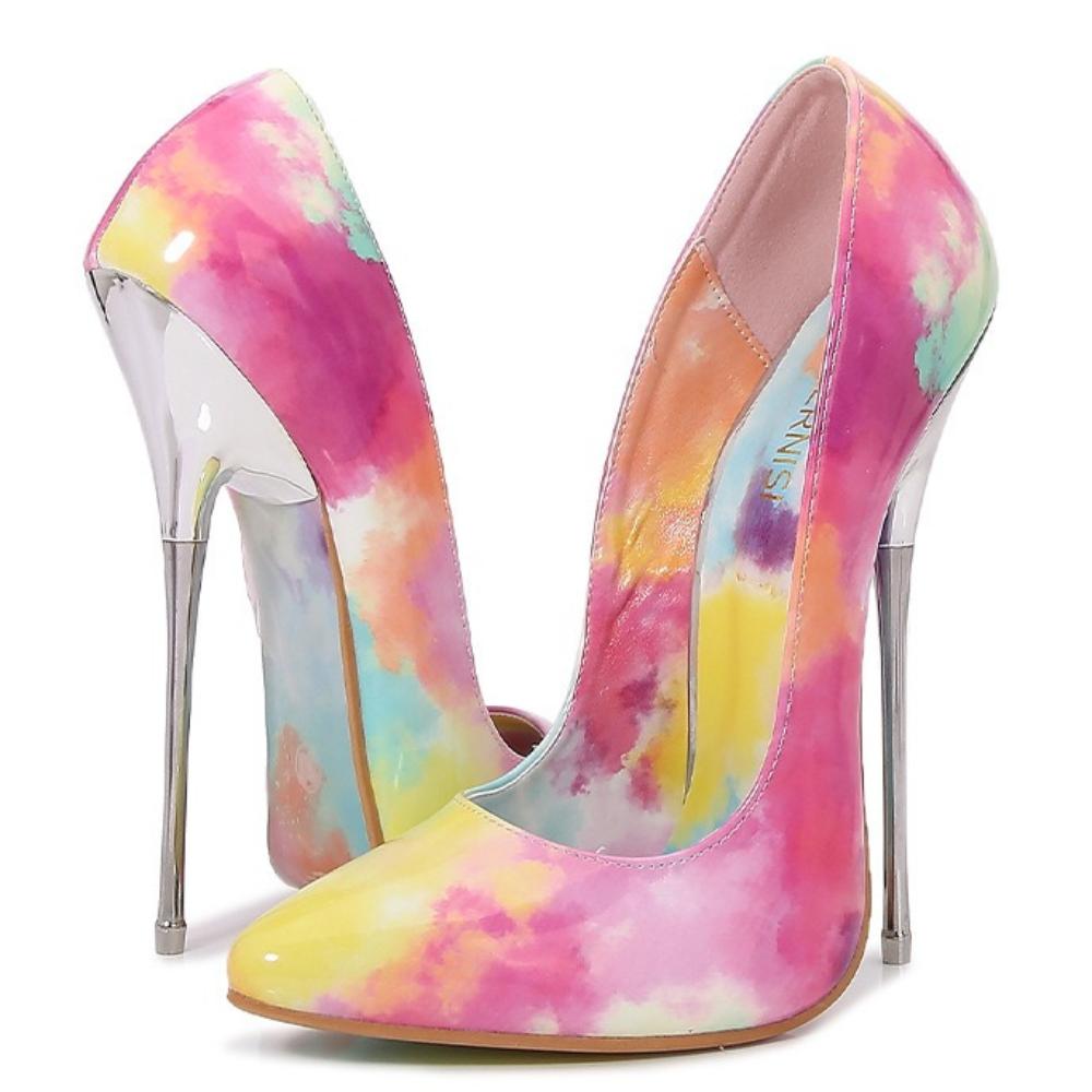 Women Big Size Hand Painted Graffiti Pointed Toe Stiletto Pumps Art Pattern Fashion Nightclub Party High Heels WZ-A16-35