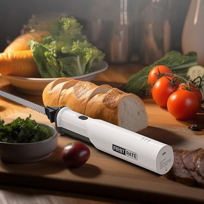 Professional Cordless Bread Knife Rechargeable 8V Electric Knife Meat Cutter With 2 Serrated Stainless Steel Blades