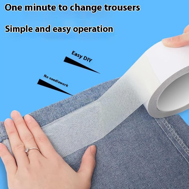 1 Roll Pants Hem Shortening Tool No Sewing No Ironing Fixed Stickers Self-Adhesive Pants Leg Stickers Clip Hem Buckle Too Long Adjustment