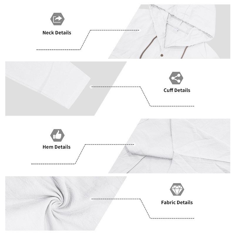 Men's Linen Casual Hooded Shirt & Shorts Set - Breathable, Long-Sleeved, Two-Piece.