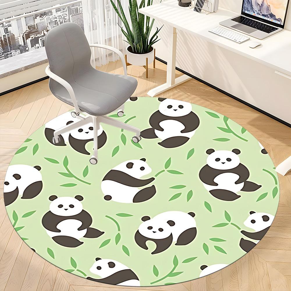 1pc Panda Bamboo Office Round Area Rug, Indoor Mat Suitable For Office, Under Office Chairs Bedroom Living Room Home Decor, Room Deco