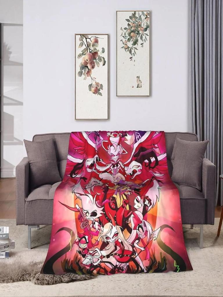 VOX HHazbin Hotel Alastor Game Blanket Warm Soft Plush Throw for Outdoor Travel Flannel Bedspread Cover