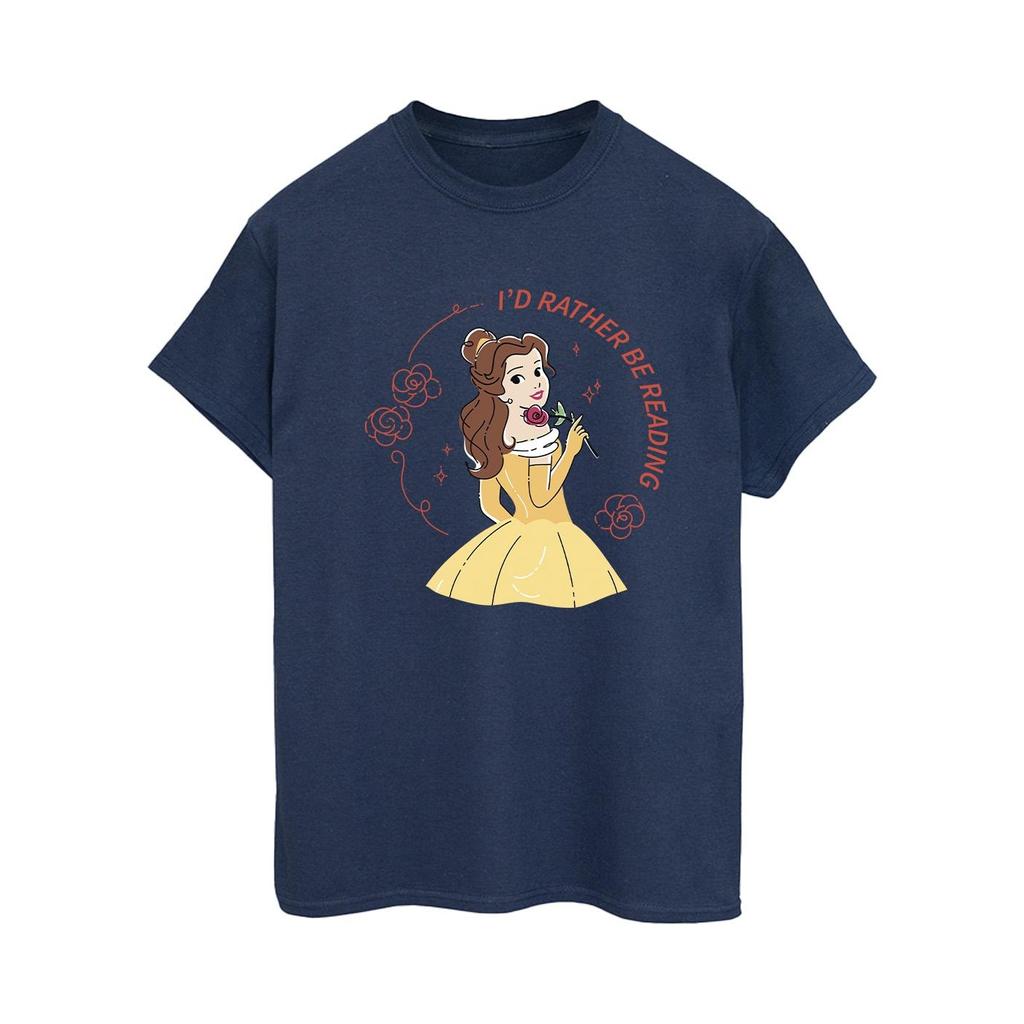 Disney Womens/Ladies Beauty And The Beast IÂ´d Rather Be Reading Cotton Boyfriend T-Shirt