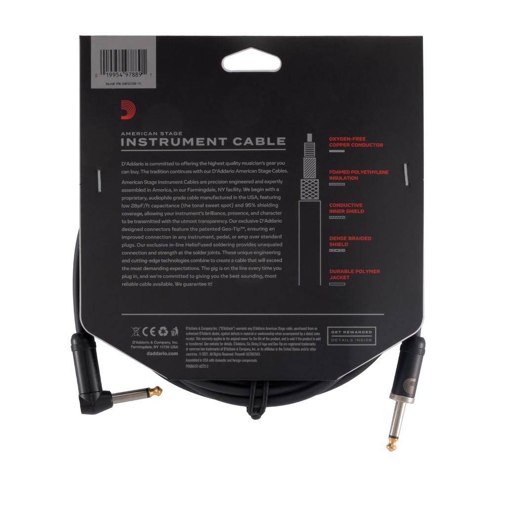 American Stage Instrument Cable Shielded Guitar Cable D'Addario PW-AMSGRA-10 (3m S-L)