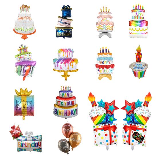 Birthday Party Balloon DIY Scene Layout Various Styles Birthday Cake Toy Decoration Creative Inflatable Cartoon Aluminum Foil Balloon Party