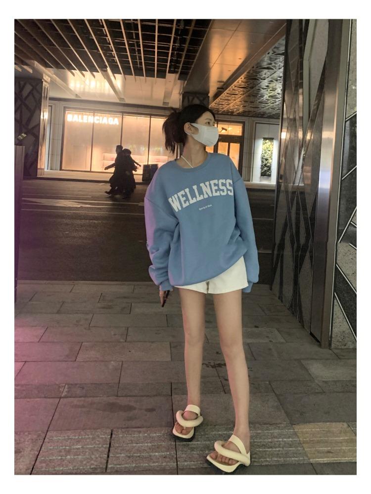 Padded Loose Casual Sweatshirt Women Autumn and Winter Coat Ancient Round Neck Long Sleeve Bottom Shirt Tops Fashion Retro Versatile Sweatshirt