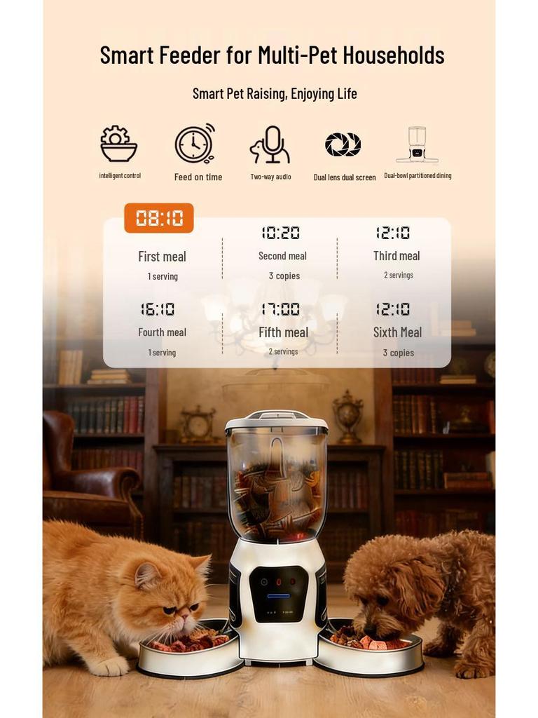 Smart Dual-Lens Automatic Cat Feeder with Camera