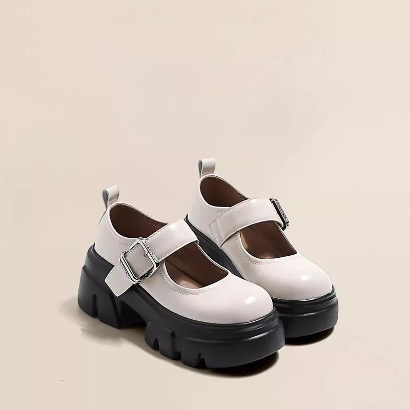 Fashion High Heels Loafers Women 2025 Spring British College Style Mary Janes shoes Chunky Platform Oxford shoes Woman Jk Uniform Shoes