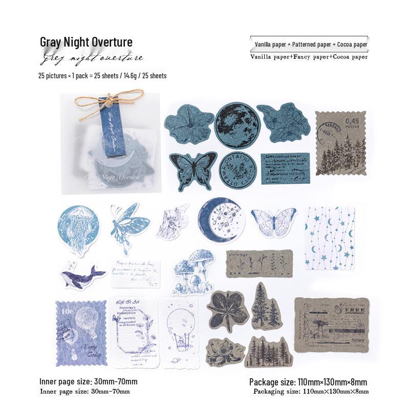 Mo Mo Retro Paper Sticker Collection: 25 Sheets of Stamp Illustrations & Multi-Material Collage Base.