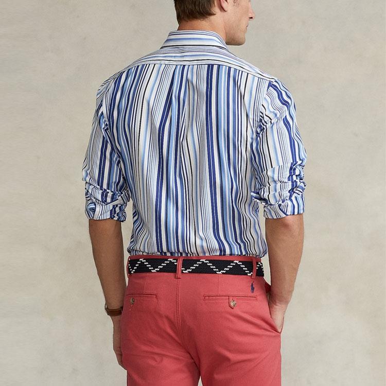 Polo Ralph Lauren SS22 Custom Striped Poplin Shirt Men Shirts Blue MNPOWOV16821965-400
