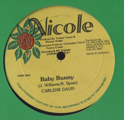 12inch Record CARLENE DAVIS  Baby Bunny VPRD258 Nicole Jamaica Reggae Ska  Dub Used