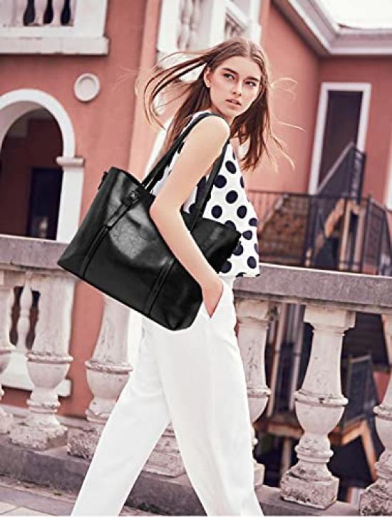 [Cinq Chats] Leather Tote Bag (Black)