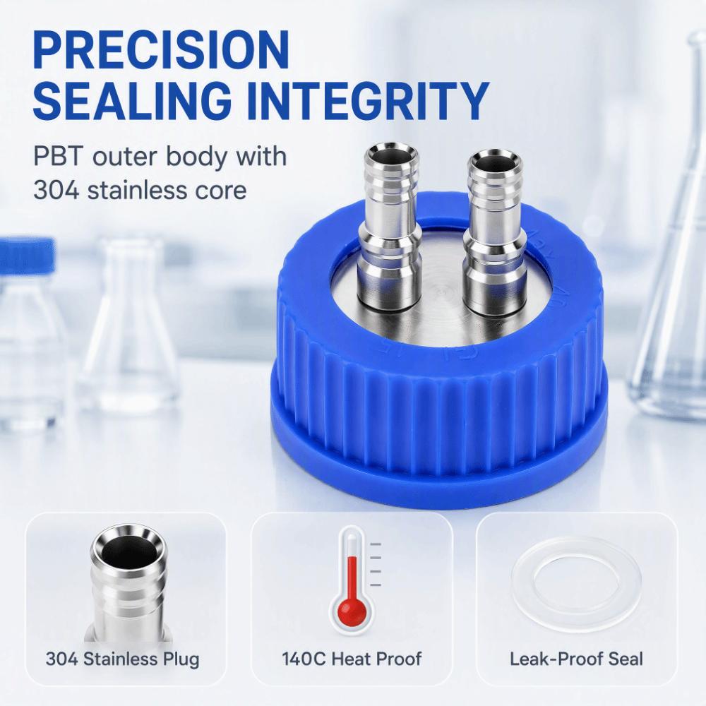 2 Port Design Mobile Phase Filling Cap 8mm Diameter Liquid Filling Cap Laboratory