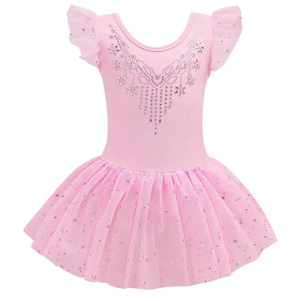 Girls Dance Leotards for Ballet Dress Shiny Tutu Skirted Leotard Gymnastics Bodysuit Ballet Wear Stage Performance Costume