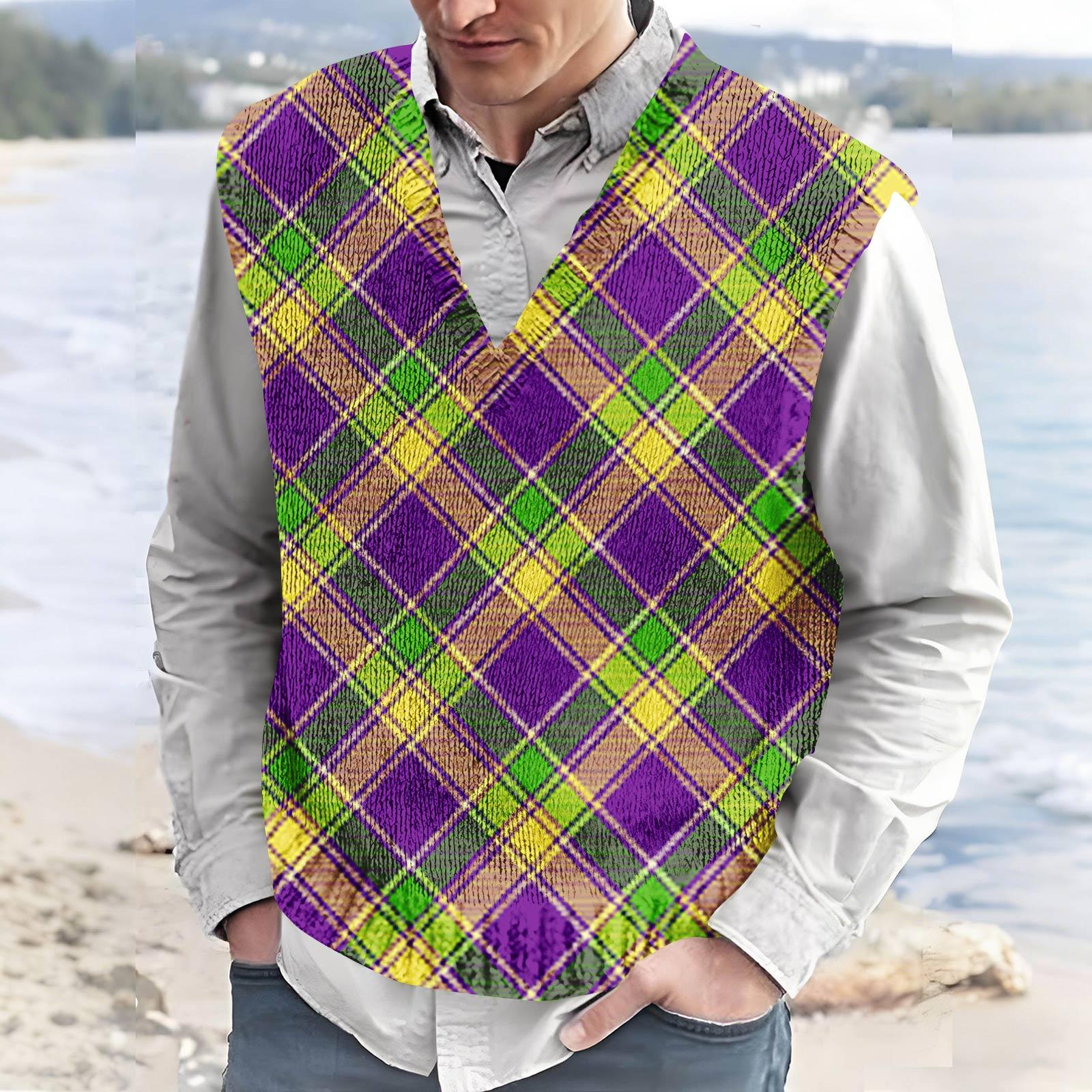 

Мужской топ без рукавов с V-образным вырезом, повседневный спортивный жилет с карнавальным принтом XXL