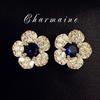 B096 British Princess Kate Style Micro-Inlaid Zircon Blue Crystal Earrings