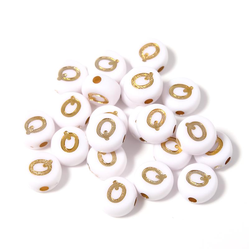 100Pcs 7mm Acrylic Alphabet Beads A-Z Gold Color Letters Beads For Jewelry Making Flat Round Spaced Bead DIY Bracelet Necklace