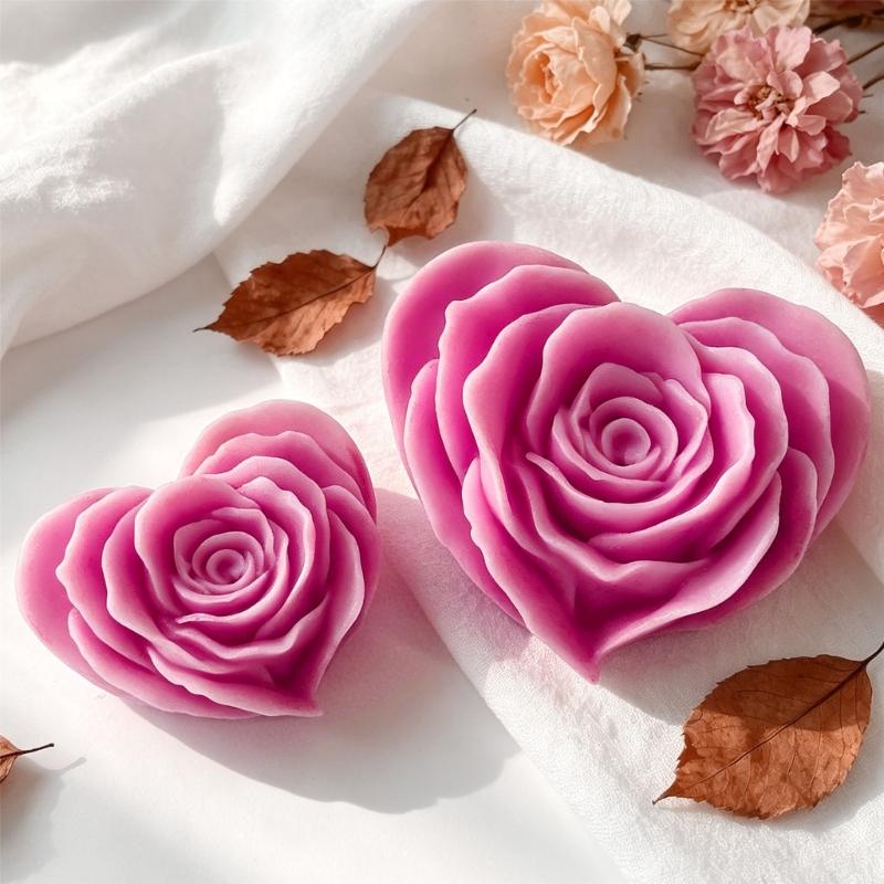 Flexible Heart Shape Rose Mold Decoration for Candle Making, Display Use, and Flower Heart Styling for Project Work and Shelf Display