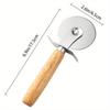 Premium Stainless Steel Pizza Cutter Wheel with Ergonomic Wooden Handle - Smooth Rolling Blade for Effortless Slicing of Pizza and Bread,