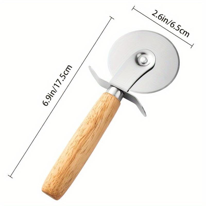 Premium Stainless Steel Pizza Cutter Wheel with Ergonomic Wooden Handle - Smooth Rolling Blade for Effortless Slicing of Pizza and Bread,