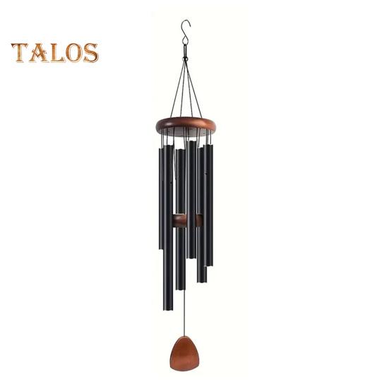 

Ретро-музыка с 6 алюминиевыми трубками S-образный крючок натуральная успокаивающая мелодия винтажный садовый патио уличный подвесной колокольчик украшение чёрный