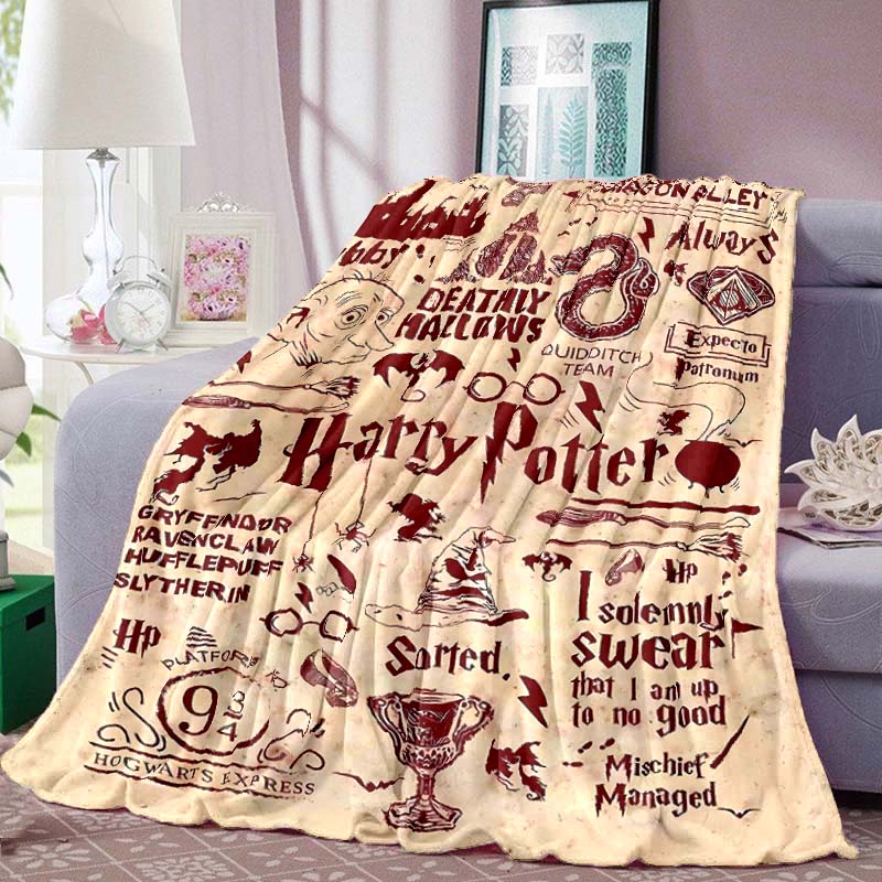 Hogwarts Magic School Print Blanket Warm Comfortable Flannel Blanket for Bedrooms, Sofas, Beds, Chairs, Picnics, Travel -LXR24