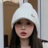 Rabbit Fur Hat Women's Winter Warm Knitted Baseball Cap with Fleece Anti Cold Yarn Hat Versatile Showing Off Small Face
